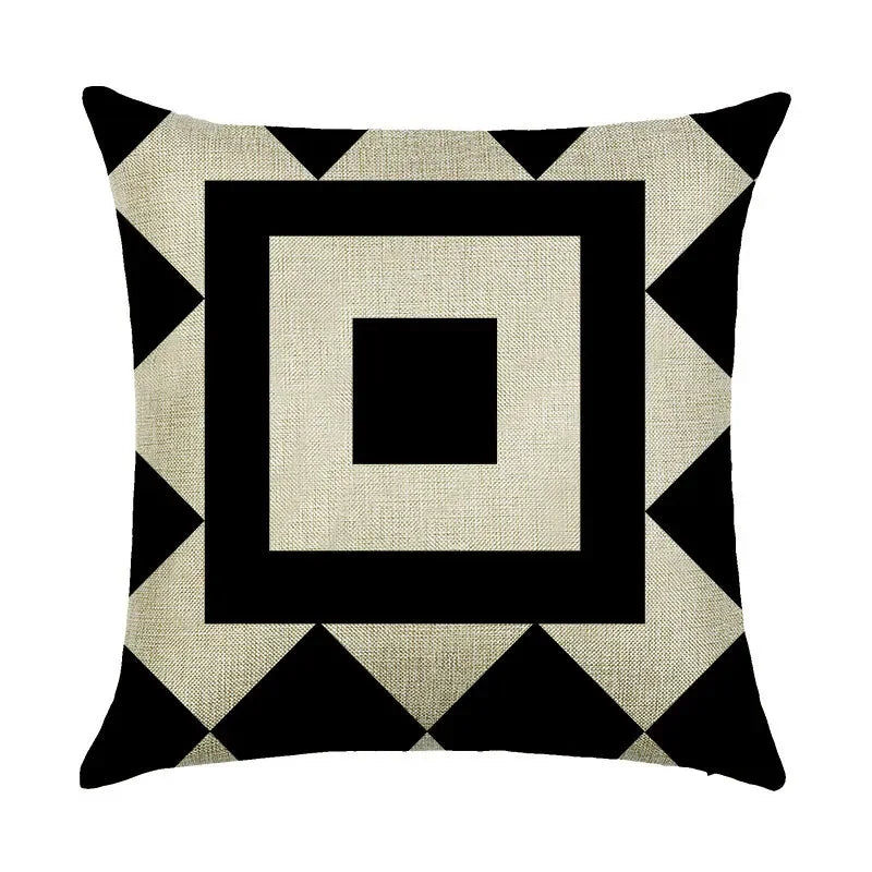 Axyaa Abstract Geometry Linen Pillowcase 45*45cm Square Home Sofa Decor Cover