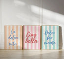 Axyaa Italian Striped Canvas Poster Set for Modern Home Decor