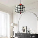 Axyaa Cylindrical Metal Pendant Lamp, Red Black Ball, Novelty E27 Bulb, Art Decor, Dining Kitchen