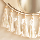Axyaa Evil Eye Wood Mirror with Tassels: Boho Home Wall Decor & Gift