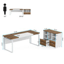 Axyaa L-Shaped Executive Desk with Reversible File Cabinet and Storage Drawers