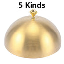 Axya Stainless Steel Steak Lid - Round Gold BBQ Pot Cover for Korean Barbecue