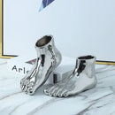 Axyaa Foot-shaped Ceramic Flower Vase Desktop Decorative Hydroponic Vase Craft