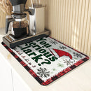 Axyaa Santa Hat Absorbent Mat: Quick Dry Antiskid Kitchen & Bathroom Drain Pad