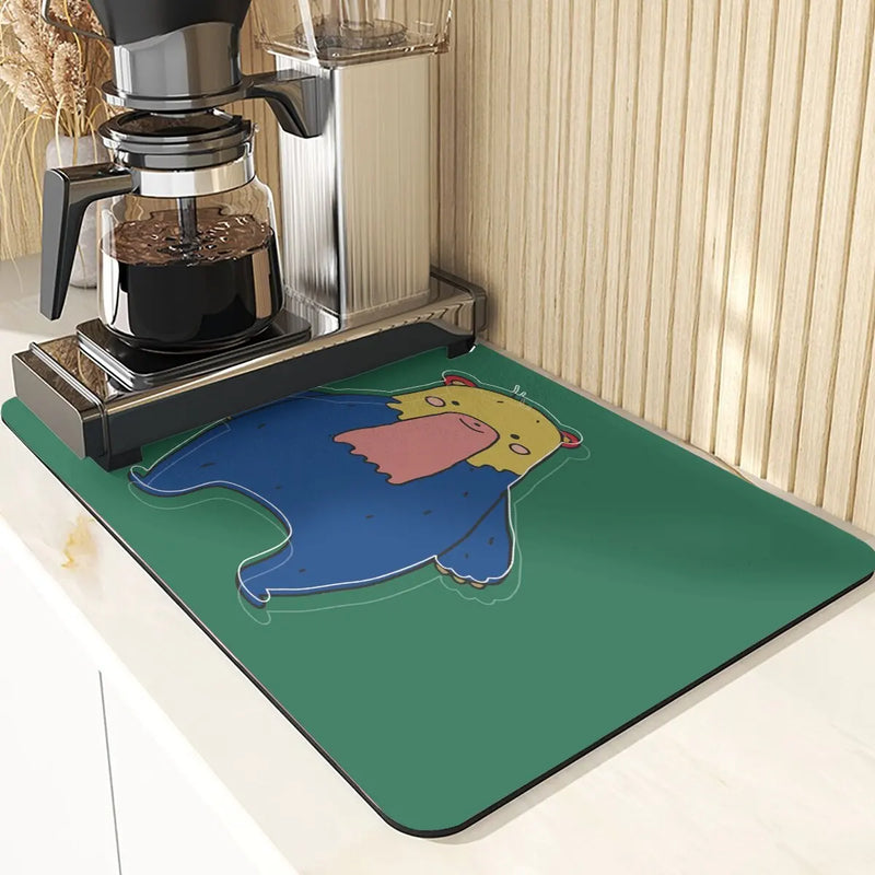 Axyaa Monkey Pattern Diatomaceous Earth Coasters: Stylish Cup Placemats & Coaster Set