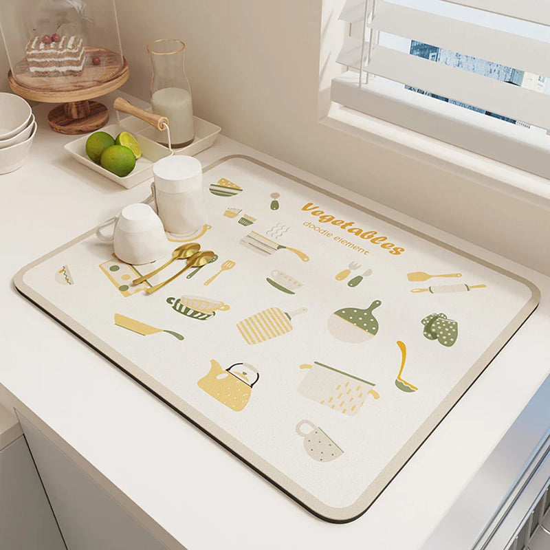 Axyaa Diatomite Drying Mat for Kitchen Sink & Bathroom Counter