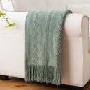 Axyaa Dark Green Knit Throw Blanket - Lightweight Plaid Design for Christmas Decor