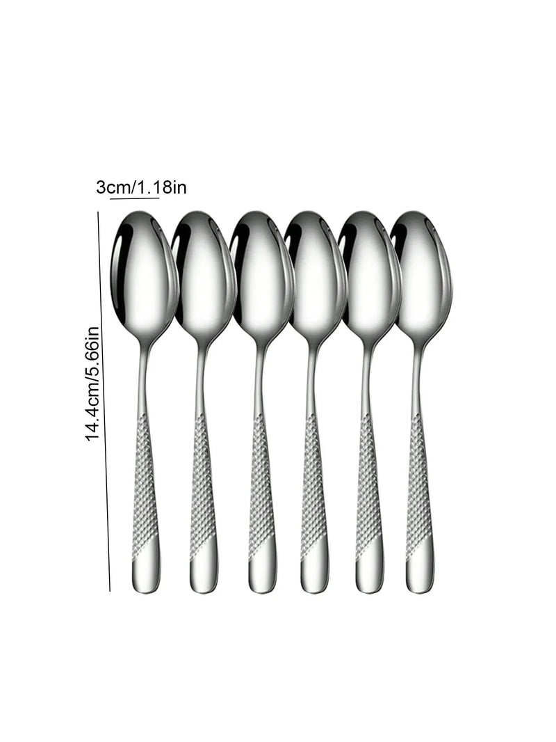 Axyaa Stainless Steel Silver High-End Star Diamond 30pc Tableware Set for Luxury Dining