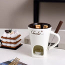 Axyaa Ceramic Chocolate Chafing Dish Cup Set with Fork - Creative Tableware