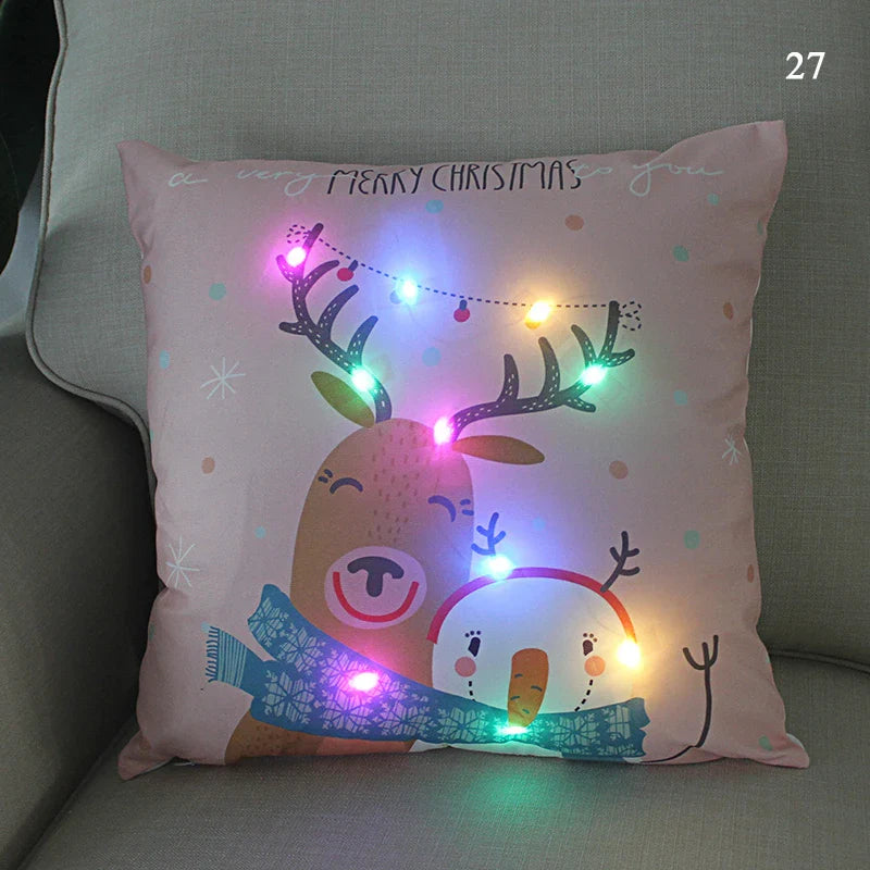 Axyaa LED Santa Claus Cushion Cover: Festive Light-Up Pillowcase for Home Decor