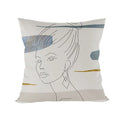 Abstract Line Drawing Girls Print Cushion Cover 45x45cm by Axyaa