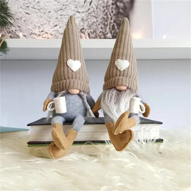 Axyaa Christmas Knitting Plush Dwarf Boy Girl Doll Set for Desktop Decoration