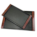 Axyaa Wood Grain Plastic Tray - Non-slip Kitchen Tableware & Hotel Service Tray