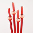 Axyaa Glass Straw Set - Red, Creative, High Borosilicate, with Brush