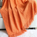 Axyaa Nordic Knit Throw Blanket with Tassel - Soft, Textured, Plaid Design