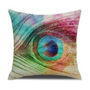 Axyaa Peacock Print Linen Cotton Pillow Cover for Home Decor & Sofa Accent