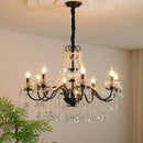 Axyaa Black Lotus Edge Crystal Chandelier: Elegant Home Room Decor Pendant Light