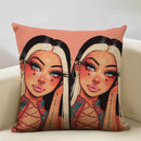 Axyaa Fashion Girl Cushion Cover: Living Room Sofa Pillow Case 45x45cm