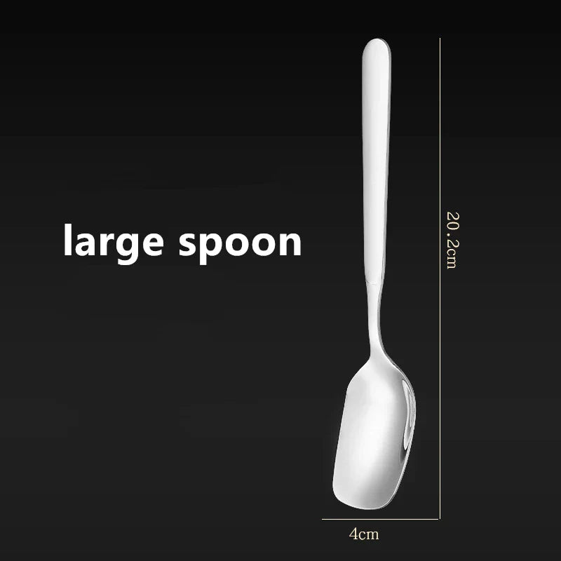Axyaa Stainless Steel Square-headed Soup Ladle and Dining Spoon