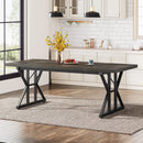 Axyaa Rustic Wood Dining Table, 70.8-Inch Rectangular Kitchen Table for 6, Metal Legs