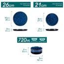 Axyaa 36PC Black Blue Reactive Glaze Dinnerware Set with Vertical Edge