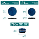 Axyaa Black Blue Reactive Glaze Dinnerware Set with 12/24/36 Piece Vertical Edge Plates and Bowls