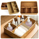 Axyaa 4 Grids Wicker Storage Box: Handmade Organizer for Jewelry, Stationery, and More