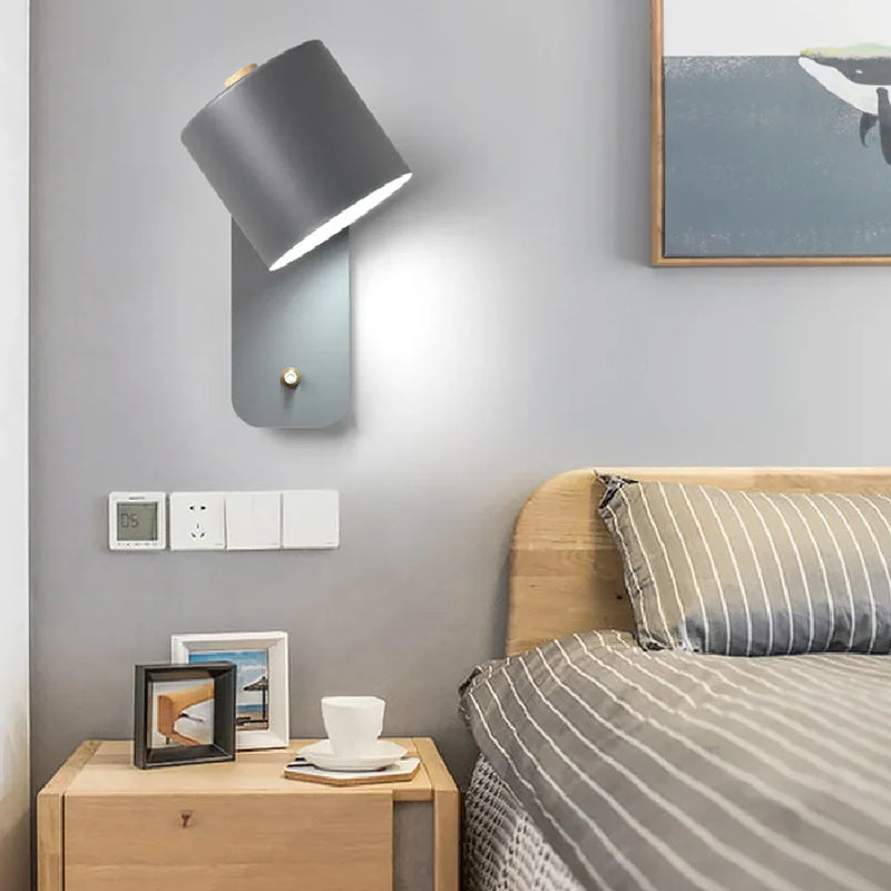Axyaa Nordic Macaron Rotatable Wall Sconce Switch Modern Bedroom Aisle Wall Lamps