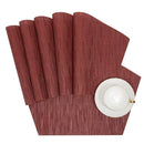 Axyaa Wedge PVC Placemats Set Burgundy Red Wipe Clean Heat-Resistant Table Mats