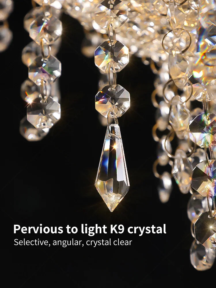 Axyaa Crystal Chandelier: Modern Luxury Lighting for Living Room, Restaurant, Lobby