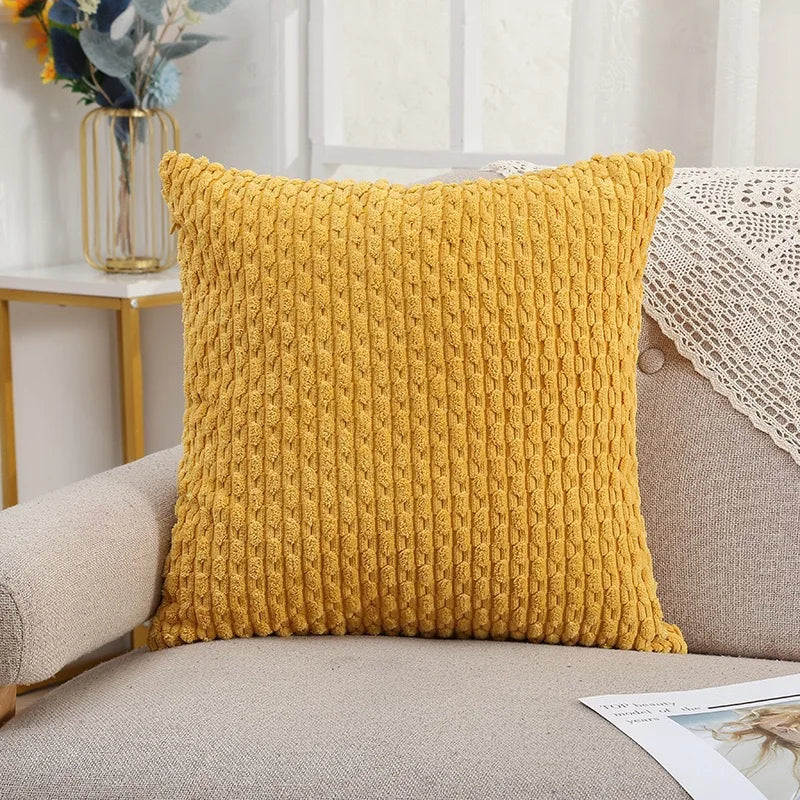 Axyaa Soft Corduroy Throw Pillow Covers 18x18 Inch for Farmhouse Home Décor
