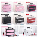 Axyaa Makeup Train Case with Adjustable Sliding Trays & Lockable Compartments