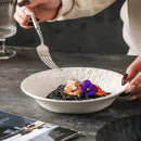 Axyaa Stone Pattern Ceramic Salad Plate for Molecular Cuisine and Fine Dining