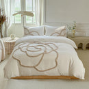 Axyaa 3D Flower Embroidery Bedding Set with Duvet Cover & Pillowcase