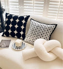 Axyaa Chessboard Grid Embroidered Pillowcase for Sofa Bed Chair Living Room