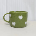 Axyaa 10oz Heart Pattern Ceramic Coffee Mug with Handle, Unique Design, Lovely Gift
