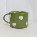 Axyaa 10oz Heart Pattern Ceramic Coffee Mug with Handle, Unique Design, Lovely Gift