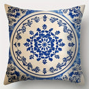 Axyaa Blue & White Patterned Sofa Cushion Covers Set, 17.7" Single-Sided Print