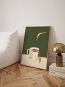 Axyaa Coffee Diver Canvas Print: Modern Kitchen Wall Art, Coffee Lovers Gift