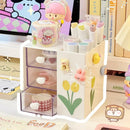 Axyaa Kawaii Desk Pen Holder & Organizer Box - Multifunctional Desktop Storage Organizing