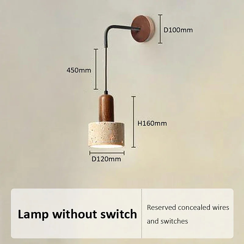 Axyaa Wabi Sabi Stone Wall Lamp in Peach Wood Style