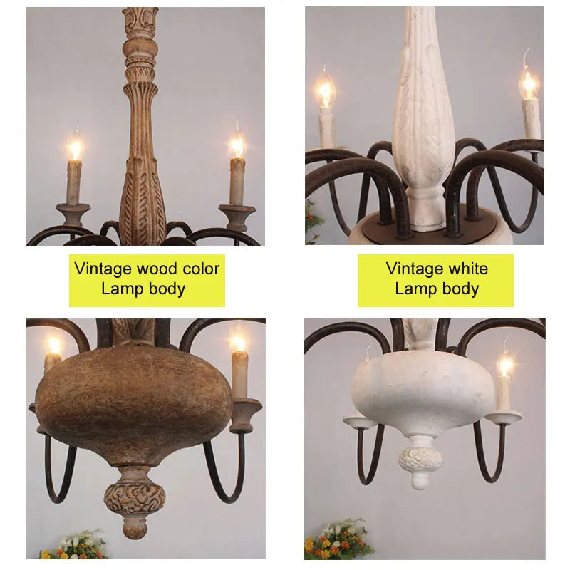 Axyaa Wood Pendant Light French American Retro Rustic Dining Room Kitchen Bedroom Lamp