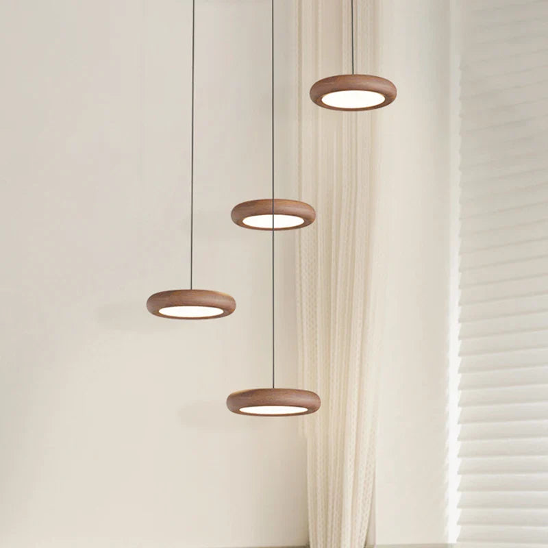 Axyaa Wood Grain LED Ceiling Lamp Modern Nordic Home Decor Bedroom Pendant Light