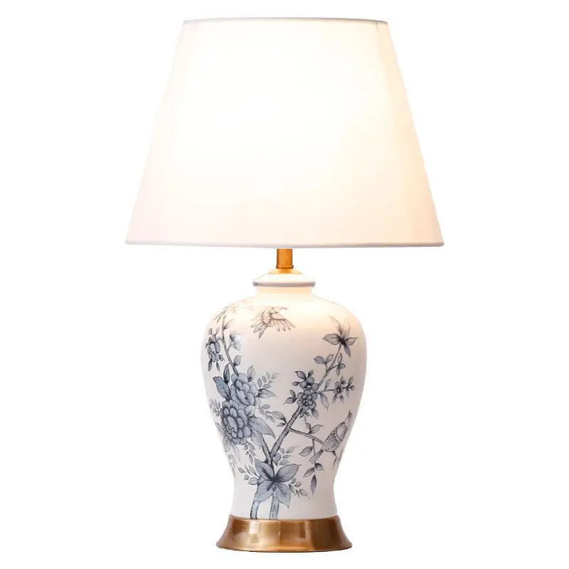 Axyaa Blue & White Porcelain Table Lamp for Home Decor - Classic Retro Style