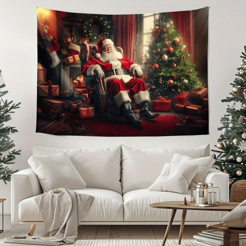 Axyaa Christmas Party Decoration Tapestry Santa Claus Christmas Tree Living Room Decor