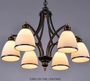 Axyaa European Oil Rubbed Bronze Chandelier with Glass Shades for Living Room & Kitchen