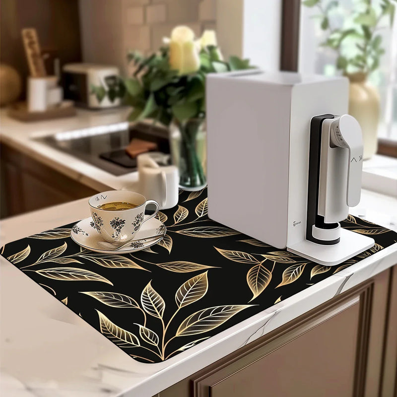Axyaa Branches Leaves Kitchen Bathroom Drying Mat Branches Leaves Antiskid Drain Pad