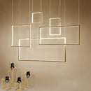 Axyaa LED Rectangle Pendant Chandelier for Living Dining Room, Stair Loft Lighting