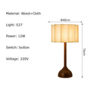 Axyaa Solid Wood Linen LED Table Lamp | Japanese-style Retro Nordic Home Lighting
