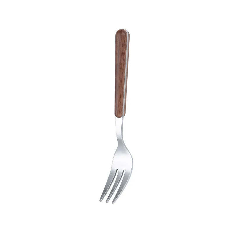 Axyaa Stainless Steel Cutlery Set with Wooden Handle - 16 Piece Dining Set